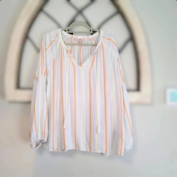 Philosophy White and Orange Striped Blouse - Picture 2 of 9